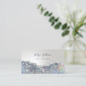 Faux silver glitter folie visitekaartje (Staand voorkant)