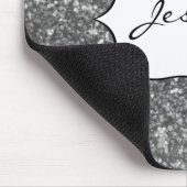 Faux Silver Glitter Glamor Girly Glam Name Muismat (Hoek)