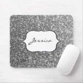 Faux Silver Glitter Glamor Girly Glam Name Muismat (Met muis)