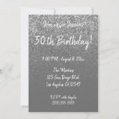 Faux Silver Glitter Gray Ombre 50th Birthday Kaart (Voorkant)