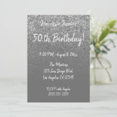 Faux Silver Glitter Gray Ombre 50th Birthday Kaart (Staand voorkant)