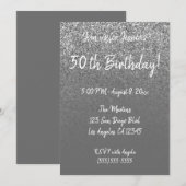 Faux Silver Glitter Gray Ombre 50th Birthday Kaart (Voorkant / Achterkant)