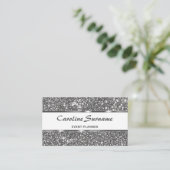Faux Silver Glitter Grijs Glitter Event Planner Visitekaartje (Staand voorkant)