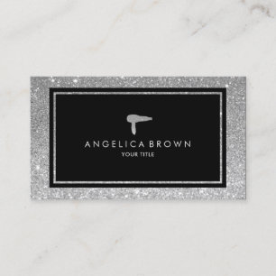 Faux Silver Glitter Hair Dryer Visitekaartje
