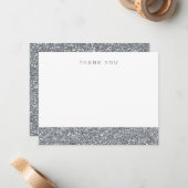 Faux Silver Glitter Hartelijk dank Notitiekaartje (Voorkant / Achterkant in situ)