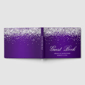 Faux Silver Glitter Indigo Paarse Ombre bruiloft Gastenboek (Volledig)