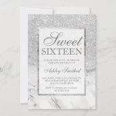 Faux Silver glitter marble elegant chic Sweet 16 Kaart (Voorkant)