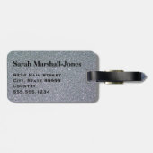 Faux Silver Glitter met gepersonaliseerde zwarte t Bagagelabel (Achterkant horizontaal)