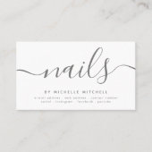 Faux Silver Glitter Nail Technicus White Visitekaartje (Voorkant)