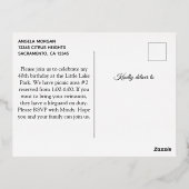 Faux Silver Glitter op Black 40th Birthday Folie Uitnodiging Briefkaart (Achterkant)