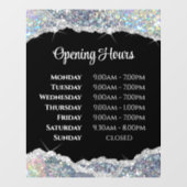 Faux Silver Glitter-openingstijden Venster Cling Raamsticker (Vel)