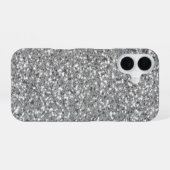 Faux Silver Glitter Pattern - Niet echt glitter iPhone 16 Hoesje (Achterkant horizontaal)