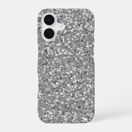 Faux Silver Glitter Pattern - Niet echt glitter iPhone 16 Hoesje (Achterkant)