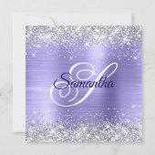 Faux Silver Glitter Periwinkle Folie 40th Birthday Kaart (Achterkant)