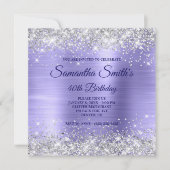 Faux Silver Glitter Periwinkle Folie 40th Birthday Kaart (Voorkant)