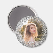 Faux Silver Glitter Photo Magneet (Voorkant / Achterkant)