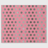 Faux Silver Glitter & Pink Medium Polka Dot. Cadeaupapier (Vlak)