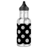 Faux Silver Glitter Polka Dots Pattern on Black Waterfles (Rechts)