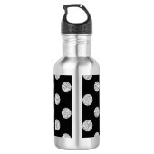 Faux Silver Glitter Polka Dots Pattern on Black Waterfles (Achterkant)