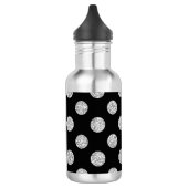 Faux Silver Glitter Polka Dots Pattern on Black Waterfles (Links)