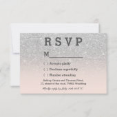 Faux Silver Glitter Roze Blush ombre RSVP bruiloft (Voorkant)