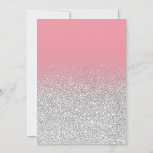 Faux Silver glitter roze elegant cherry Sweet 16 Kaart (Achterkant)