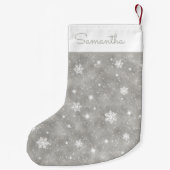 Faux Silver Glitter Snowflakes Stars Patroon Kleine Kerstsok (Achterkant)