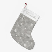 Faux Silver Glitter Snowflakes Stars Patroon Kleine Kerstsok (Voorkant (Hangend))