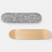 Faux Silver Glitter Sparkle Shine Skateboard (Horizontaal)