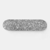 Faux Silver Glitter Sparkle Shine Skateboard (Horizontaal)