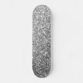 Faux Silver Glitter Sparkle Shine Skateboard (Voorkant)