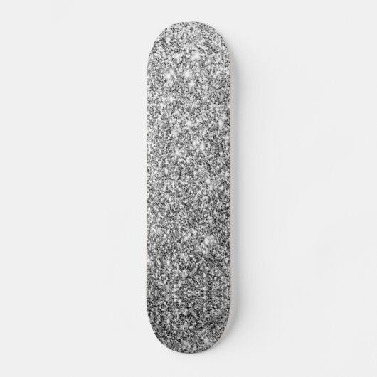 Faux Silver Glitter Sparkle Shine Skateboard (Voorkant)