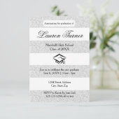 Faux Silver Glitter Stripe - 3x5Afstudeerder Kaart (Staand voorkant)