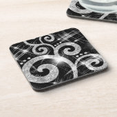 Faux Silver Glitter Swirls Drankjes Onderzetter (Linkerzijde)