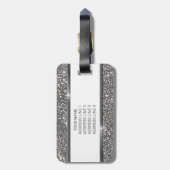 Faux Silver Glitter Textielkijken & aangepaste tek Bagagelabel (Achterkant verticaal)