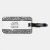 Faux Silver Glitter Textielkijken & aangepaste tek Bagagelabel (Achterkant horizontaal)
