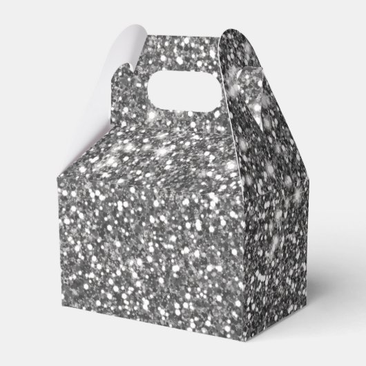 Faux Silver Glitter Textielkijken & aangepaste tek Bedankdoosjes (Achterkant)
