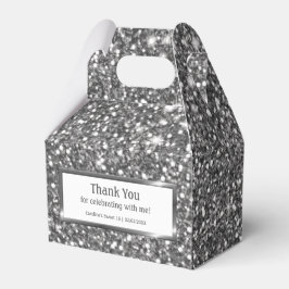 Faux Silver Glitter Textielkijken & aangepaste tek Bedankdoosjes