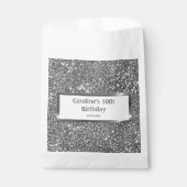 Faux Silver Glitter Textielkijken & aangepaste tek Bedankzakje (Voorkant)