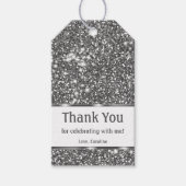 Faux Silver Glitter Textielkijken & aangepaste tek Cadeaulabel (Voorkant)
