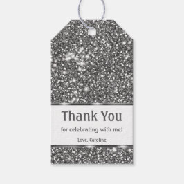 Faux Silver Glitter Textielkijken & aangepaste tek Cadeaulabel