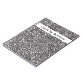 Faux Silver Glitter Textielkijken & aangepaste tek Notitieboek (Linkerzijde)
