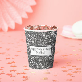 Faux Silver Glitter Textielkijken & aangepaste tek Papieren Bekers