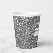 Faux Silver Glitter Textielkijken & aangepaste tek Papieren Bekers (Rechts)