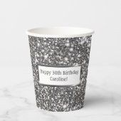 Faux Silver Glitter Textielkijken & aangepaste tek Papieren Bekers (Voorkant)