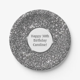 Faux Silver Glitter Textielkijken & aangepaste tek Papieren Bordje