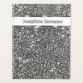 Faux Silver Glitter Textielkijken & aangepaste tek Planner