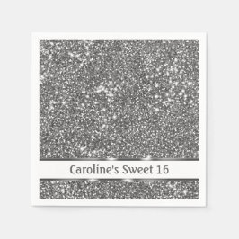 Faux Silver Glitter Textielkijken & aangepaste tek Servet