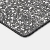 Faux Silver Glitter Texture Kijk & Aangepaste naam Bureaumat (Hoek)