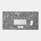Faux Silver Glitter Texture Kijk & Aangepaste naam Bureaumat (Keyboard & Muis)